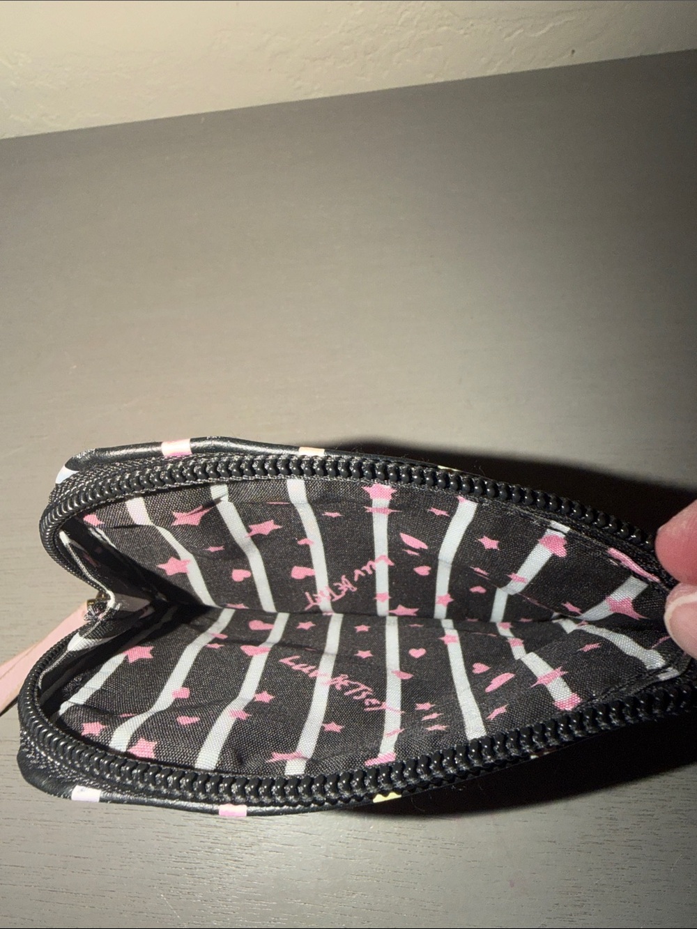 Betsey Johnson Black Wristlet Clutch with Pastel Stripe Accents - Picture 2 of 5